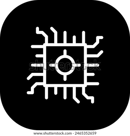AI chip artificial intelligence icon with black filled line outline style. technology, ai, computer, chip, digital, artificial, microchip. Vector Illustration