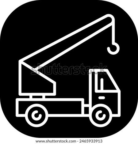 Mobile crone construction machinery with black filled line outline style. mobile, phone, social, gadget, crone, web, communication. Vector illustration