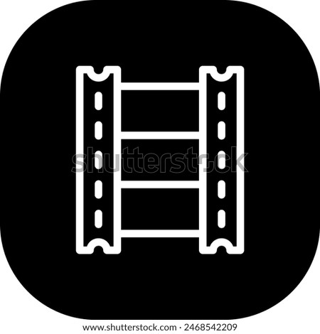 Movie clip cinema icon with black filled line outline style. camera, movie, film, cinema, video, old, retro. Vector Illustration