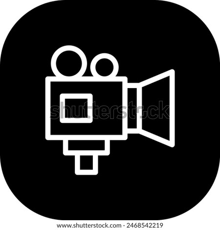 Movie camera cinema icon with black filled line outline style. camera, movie, film, cinema, background, video, old. Vector Illustration