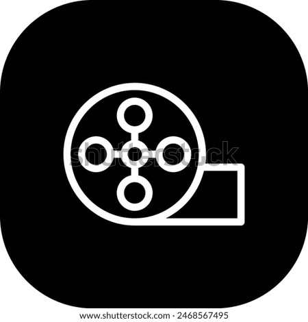 Cinema reel cinema icon with black filled line outline style. movie, cinema, film, video, tape, reel, entertainment. Vector Illustration