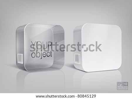 White and transparent rectangle package with rounded corner, for new design. Eps10 vector