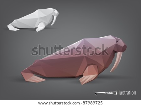 Vector walrus stylized triangle polygonal model