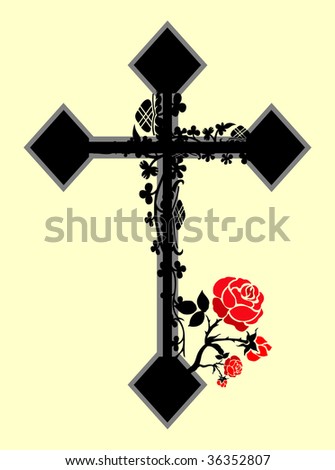 Vector Cross And Roses - 36352807 : Shutterstock