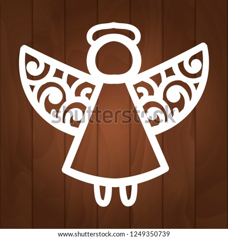 Laser cut  Angel for paper cutting. Christmas tree angel decoration. Paper angel for Christmas tree. Angel silhouette. Vector file for laser cutting, wood cutting and metal cutting