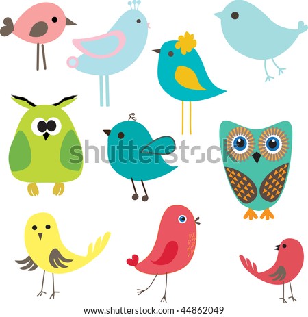 Set Of Different Cute Birds. Stock Vector 44862049 : Shutterstock