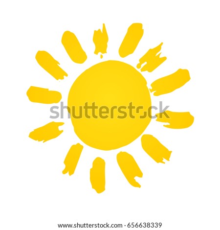 Hand drawn cute shinny sun. Vector graphic illustration