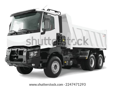 icon vector template graphic design style concept modern white background white haul diesel isolated load dump lorry machine work safety truck trailer