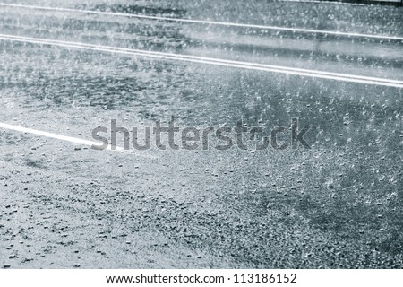 Rainy weather on a city street
