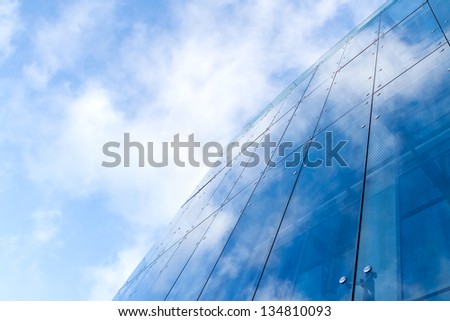 Blue business office window reflections