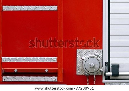 Back end of a fire truck with a ladder