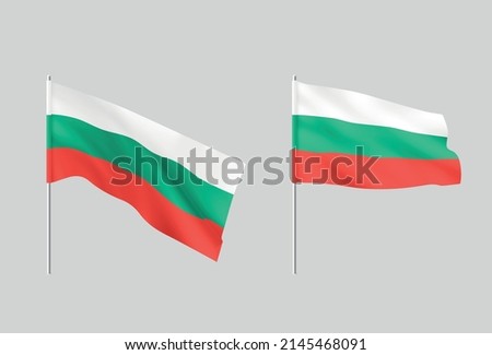 Flags Bulgarian. Set of national realistic flags Bulgaria. Vector