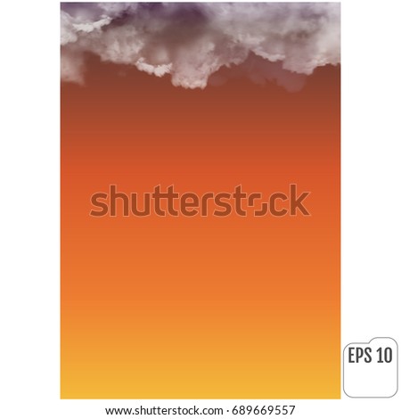 Thunderclouds against the background of sunrise or sunset. Vector Realistic clouds