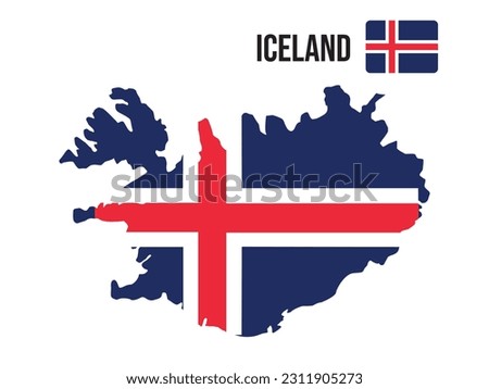 iceland map with iceland flag color. Iceland vector illustration