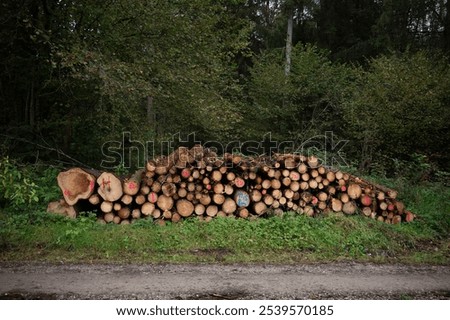 Similar – Foto Bild Holz gestapelte gefällte Baumstämme