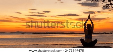 Similar – Image, Stock Photo Woman silhouette at sunset