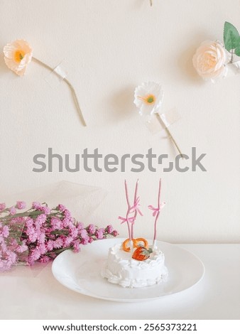 Similar – Image, Stock Photo One large candle and many small candles in a church