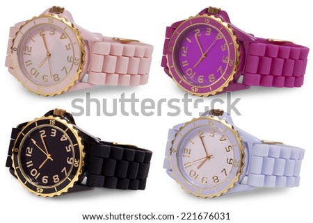 Ladies\' wrist watches isolated on white background.