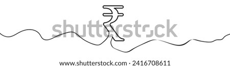 Continuous line drawing of Rupee currency symbol. Line art of Indian rupee currency symbol.