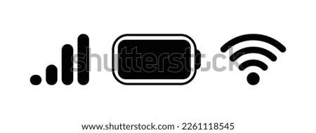 Status bar icon. Phone signal, wi-fi, battery icon. Vector illustration