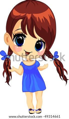 Vector Illustration Of A Happy Little Girl - 49314661 : Shutterstock