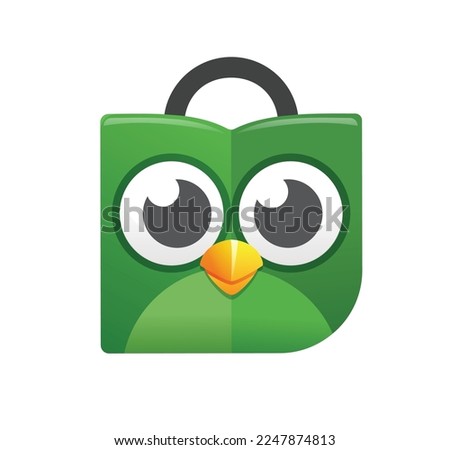 green funny bird owl logo icon graphic design art style sign modern symbol vector template isolated white background