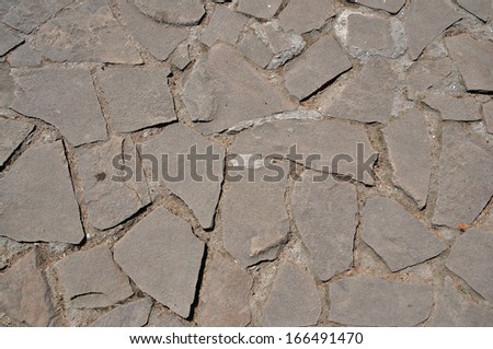 Cobblestone rough textured walkway path closeup background