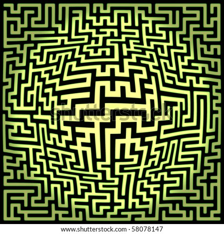 Abstract generated labyrinth maze background with sphere center