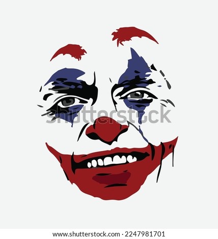 vector art paint isolated white background wear costume model Joker face vector illustration 	Сrazy clown character dc comics mask icon logo sign symbol design graphic 