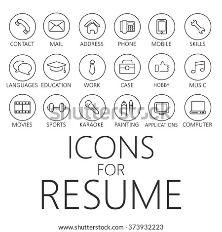 thin line icons pack for CV, resume, job