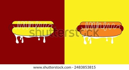 vector hot dog with melted sauce logo design