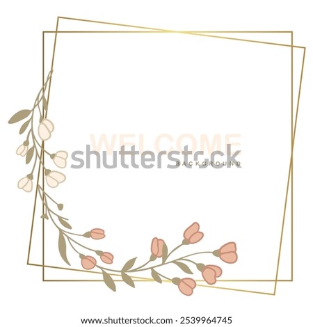 Beautiful rounded flower design background featuring a welcoming 'Welcome' message at the center. Delicately crafted, this floral pattern adds elegance and charm, making it perfect for decor, invites,