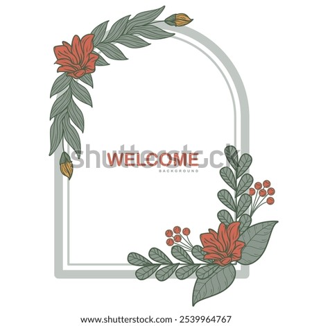 Beautiful rounded flower design background featuring a welcoming 'Welcome' message at the center. Delicately crafted, this floral pattern adds elegance and charm, making it perfect for decor, invites,