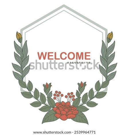 Beautiful rounded flower design background featuring a welcoming 'Welcome' message at the center. Delicately crafted, this floral pattern adds elegance and charm, making it perfect for decor, invites,