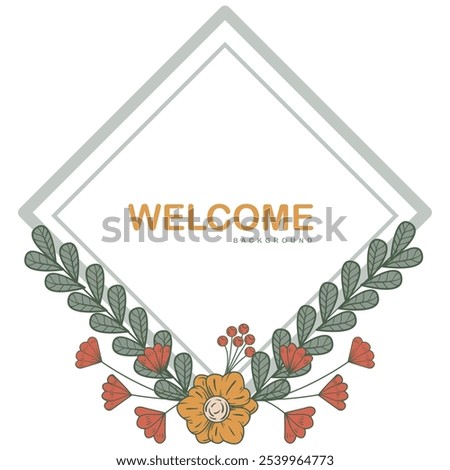 Beautiful rounded flower design background featuring a welcoming 'Welcome' message at the center. Delicately crafted, this floral pattern adds elegance and charm, making it perfect for decor, invites,