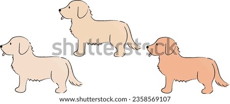 Hand-drawn simple cute golden retriever illustration landscape orientation