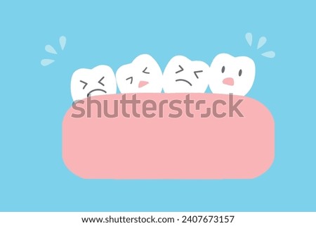 Badly aligned teeth orthodontics Teeth character illustration