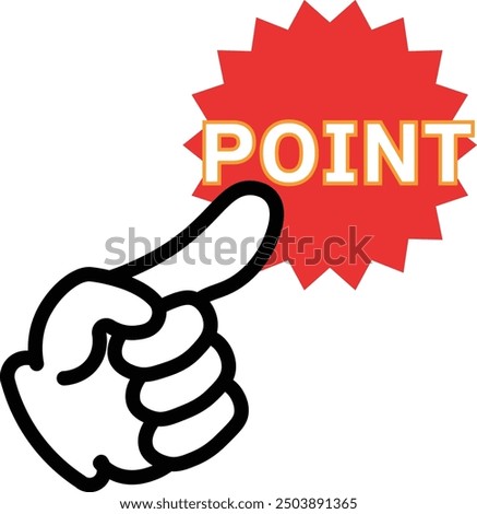 Icon illustration of hand pointing to convey a point