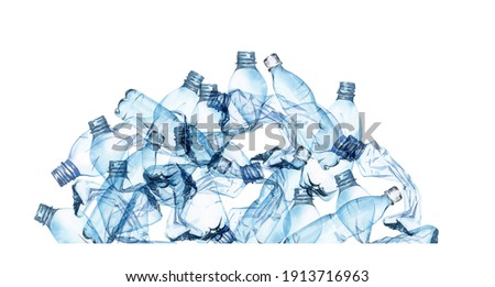 Watercolor pile of plastic. Plastic pollution background. Plastic bags, plastic bottles arrangement for ecology posters, enviroment protection, save the ocean, Earth day posters, web, social media