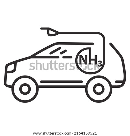 Ammoniac gas fuel car.Transport uses NH3. Automobiles with ammoniac motor.Clean transportation concept.Outline vector illustration. Isolated on white background.Off-road vehicle