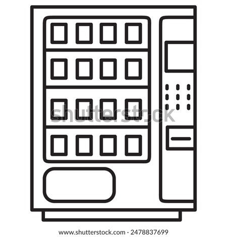 Vending machine icon. Vending machine with snacks.Vending machine.Automatic snacks machine.Outline icon isolated on white background. Automatic snack and drink sale machinery.