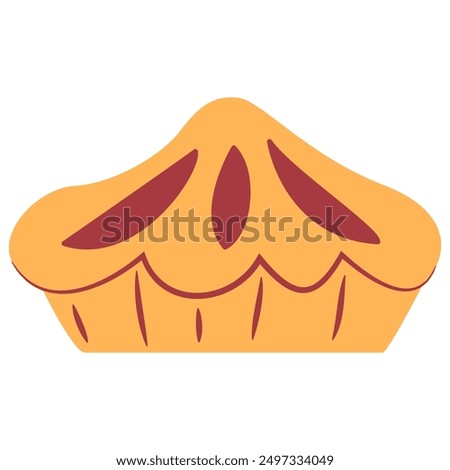 Apple pie.Traditional American pie. Thanksgiving Day.Vector flat illustration.Isolated on white background.