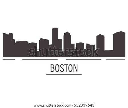 City landscape of Boston in flat style. City silhouette.Down town American landscape with skyscrapers and high-rise buildings in flat style a vector.