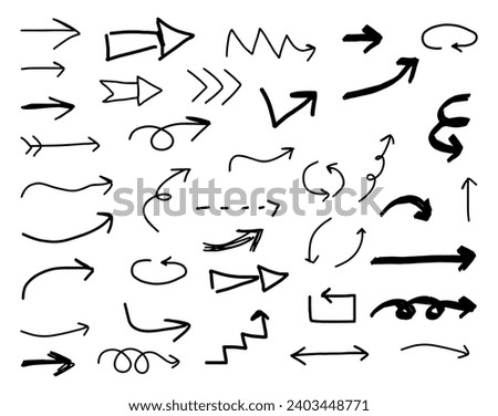 Hand drawn arrow. sketch outline simple design element. handdrawn arrows, vector arrows.