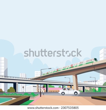 Dhaka City and Metro rail, Metro rail with cityscape, Metro Rail and city, Metro rail with cityscape top view