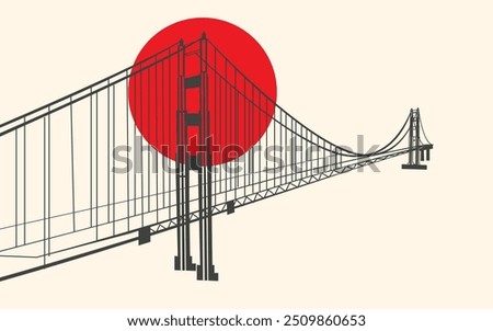 Golden gate bridge icon line art vector