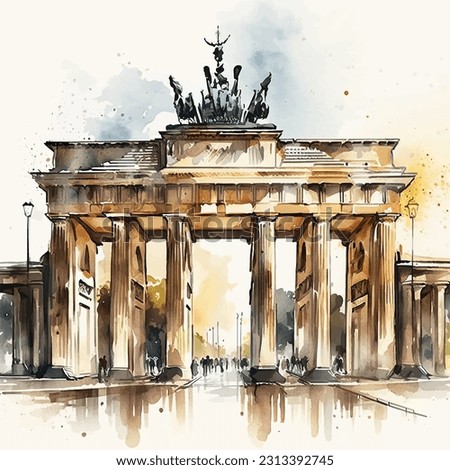 Germany Berlin monument watercolor paint