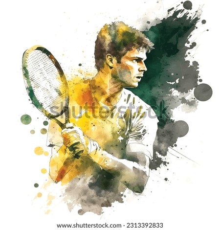 
Tenis player watercolor painting ilustration