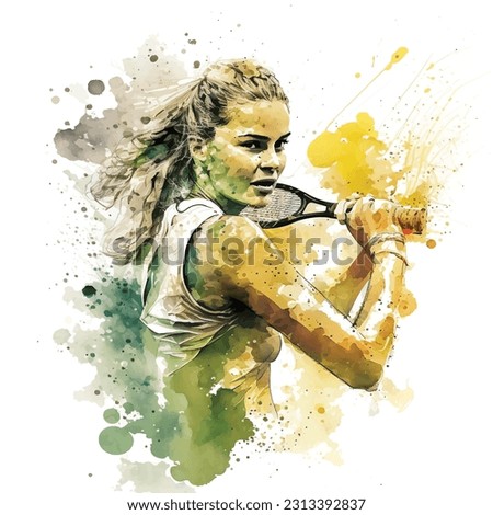 Tenis player watercolor paint ilustration