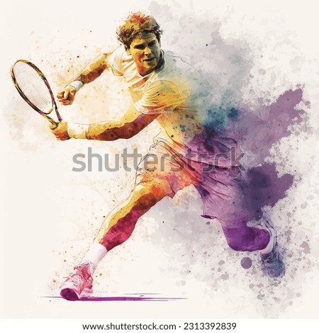 
Tenis player watercolor painted ilustration